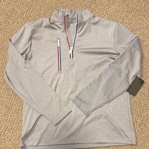 Gray Quarter-Zip Pullover with Red and Blue Accents G/Fore. Size S
